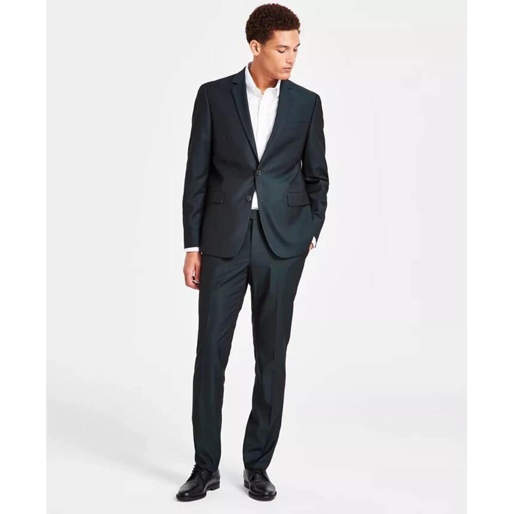 Nick Graham Men's Slim Windowpane Suit Green Plaid 42R Pants 36WX32L E05673